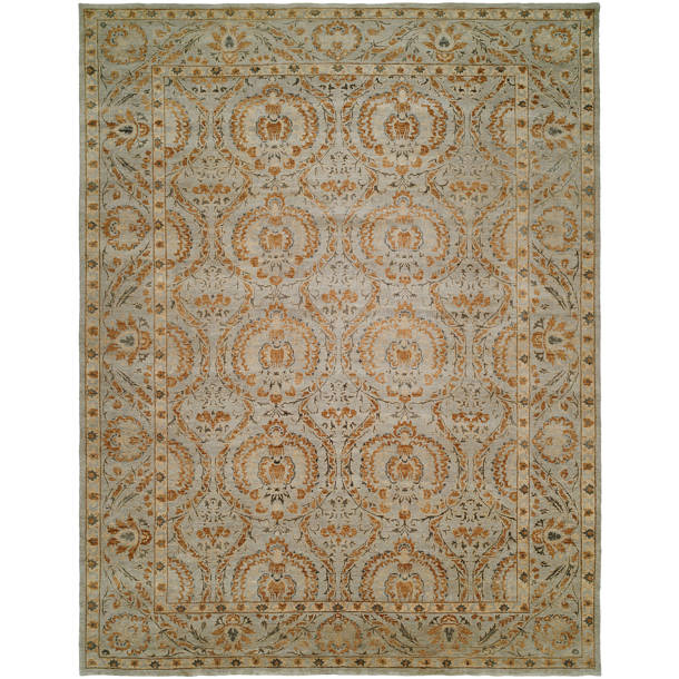 Wildon Home® Damask Wool Blue/Brown Area Rug Wayfair